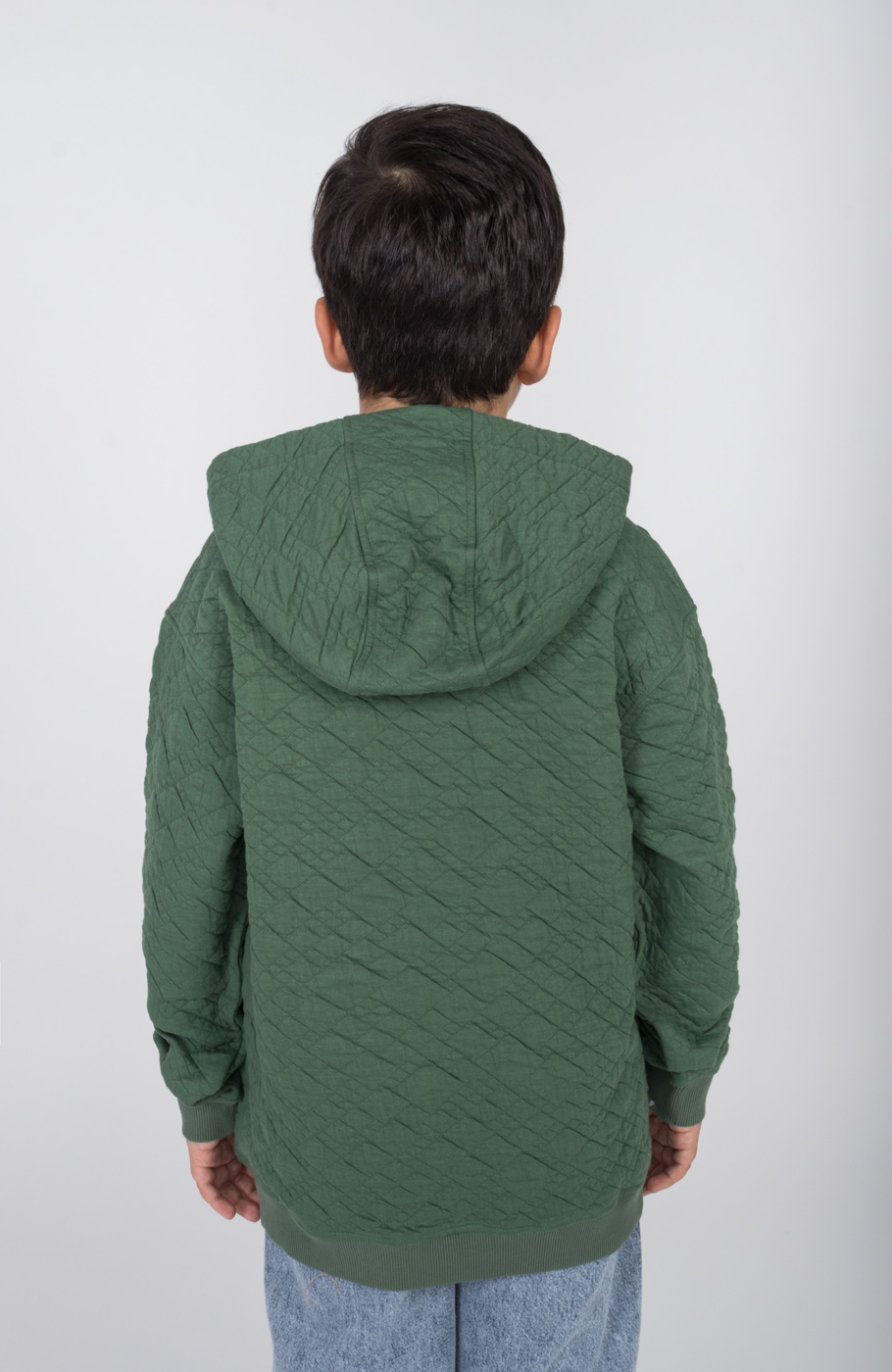 هودی ژاکارد فیتیله‌ای لوزی آستین افتاده