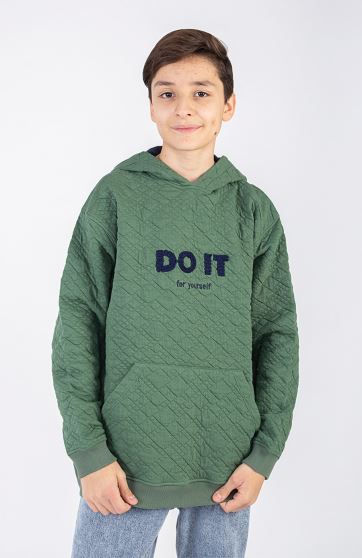 هودی ژاکارد فیتیله‌ای لوزی آستین افتاده