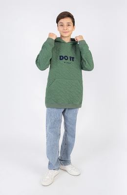 هودی ژاکارد فیتیله‌ای لوزی آستین افتاده