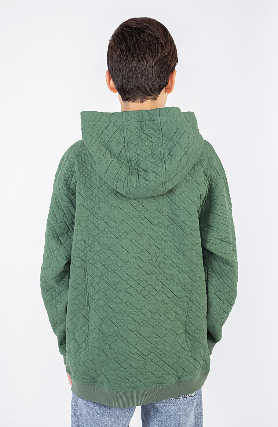 هودی ژاکارد فیتیله‌ای لوزی آستین افتاده