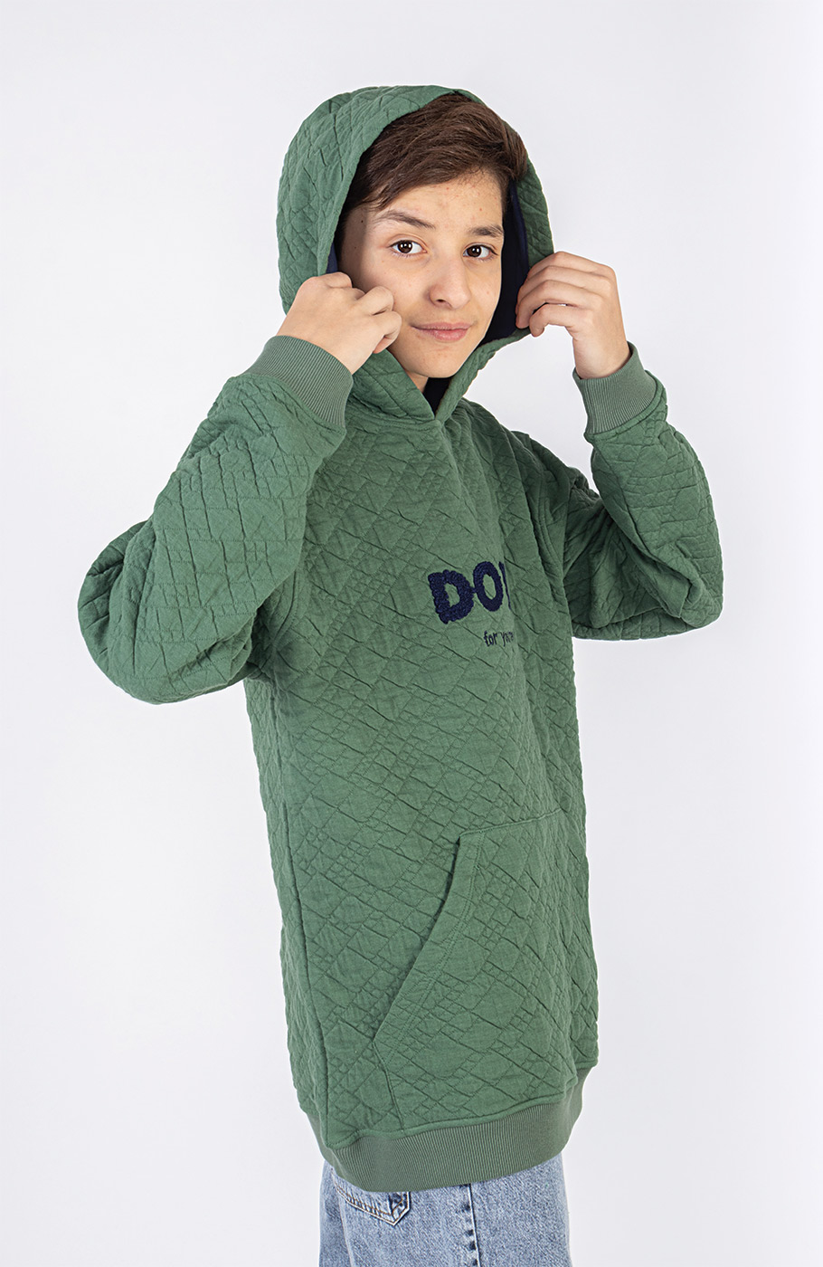 هودی ژاکارد فیتیله‌ای لوزی آستین افتاده