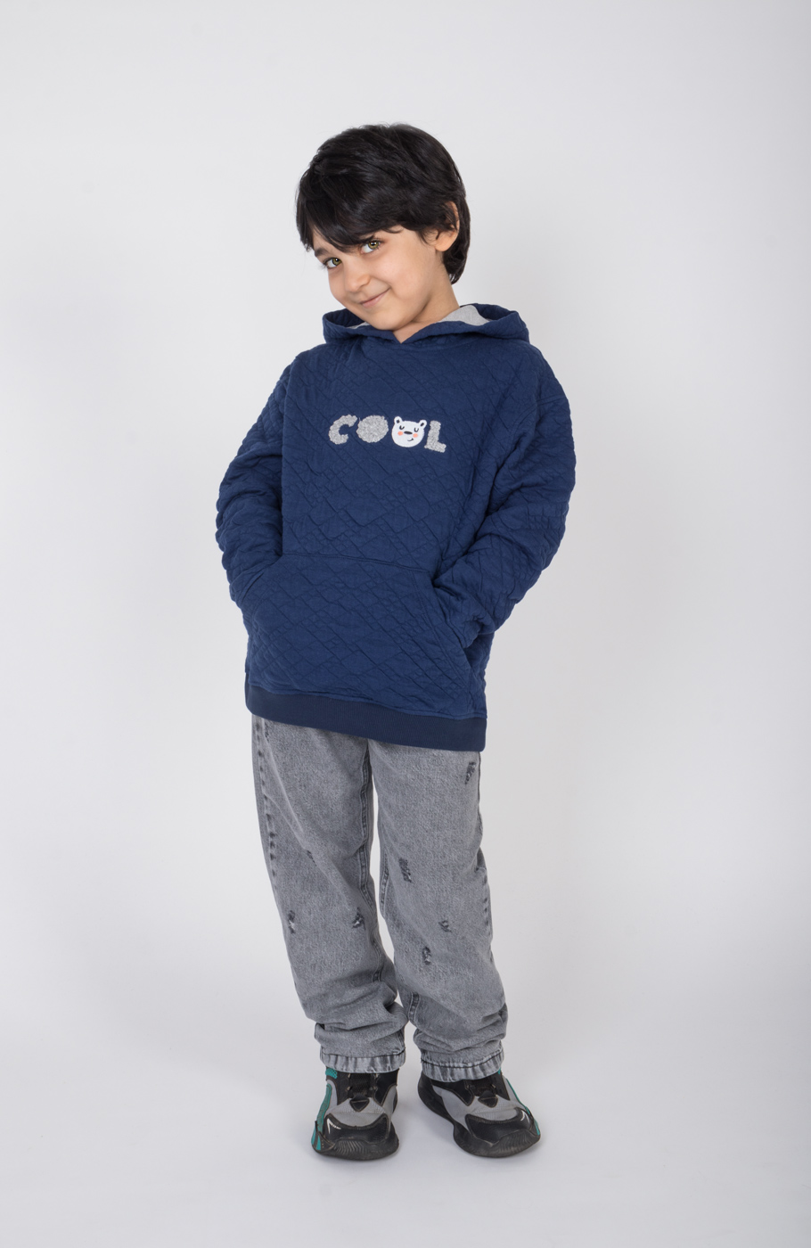 هودی ژاکارد فیتیله‌ای لوزی آستین افتاده