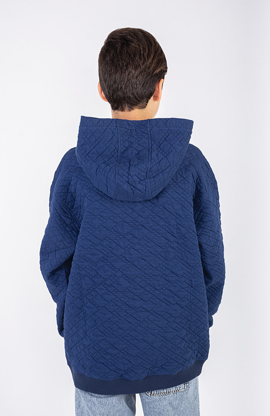 هودی ژاکارد فیتیله‌ای لوزی آستین افتاده