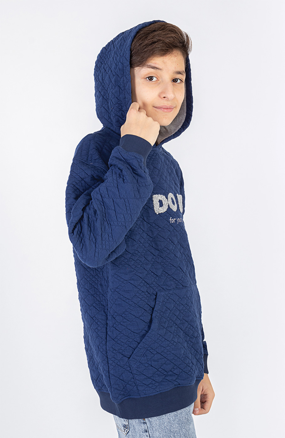 هودی ژاکارد فیتیله‌ای لوزی آستین افتاده