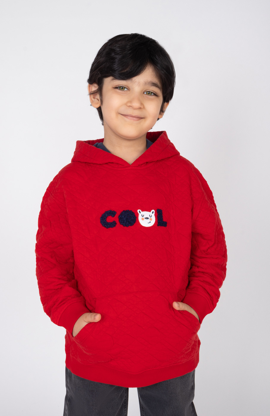 هودی ژاکارد فیتیله‌ای لوزی آستین افتاده