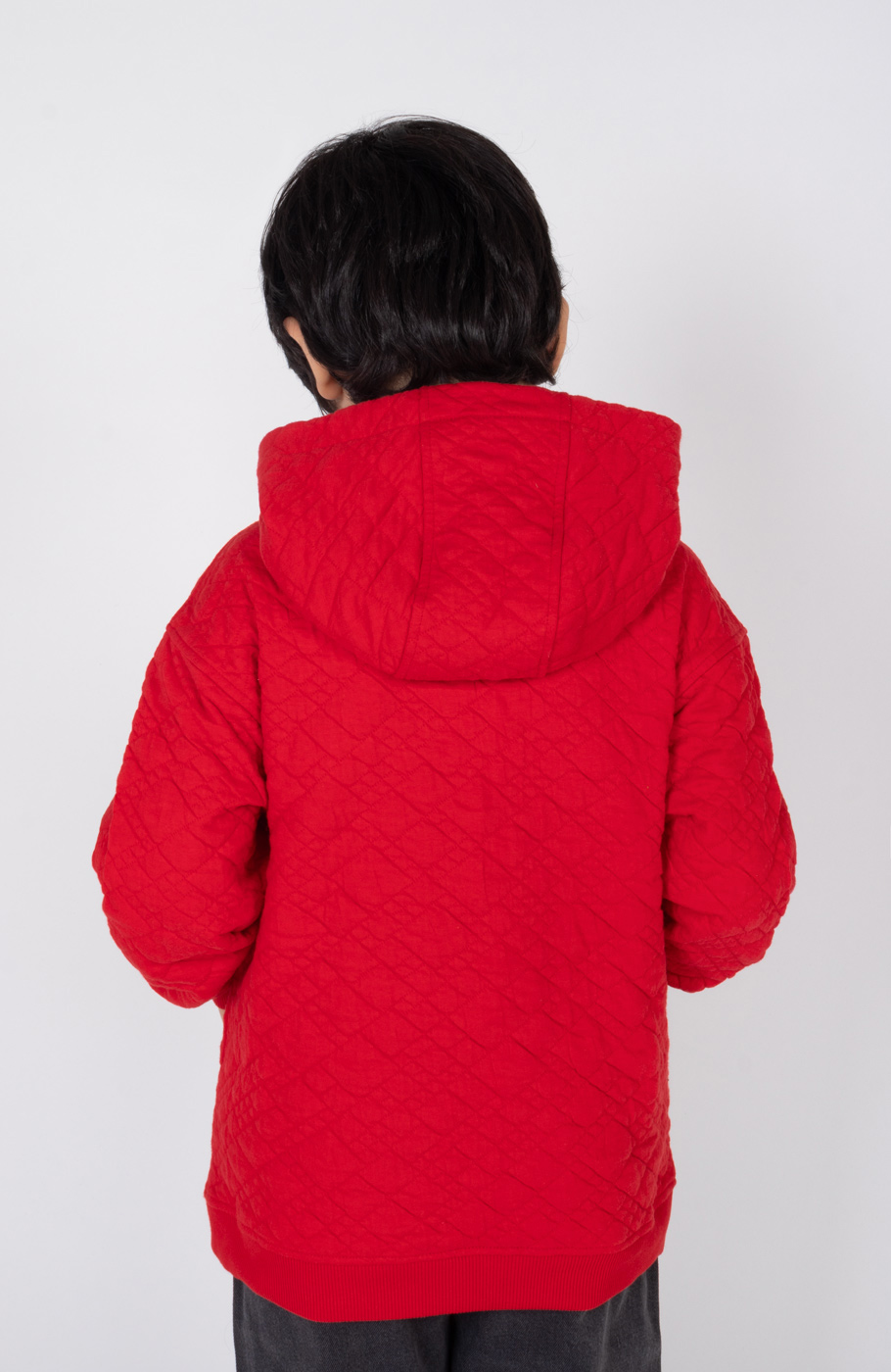 هودی ژاکارد فیتیله‌ای لوزی آستین افتاده