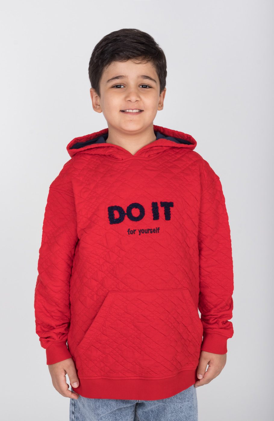 هودی ژاکارد فیتیله‌ای لوزی آستین افتاده