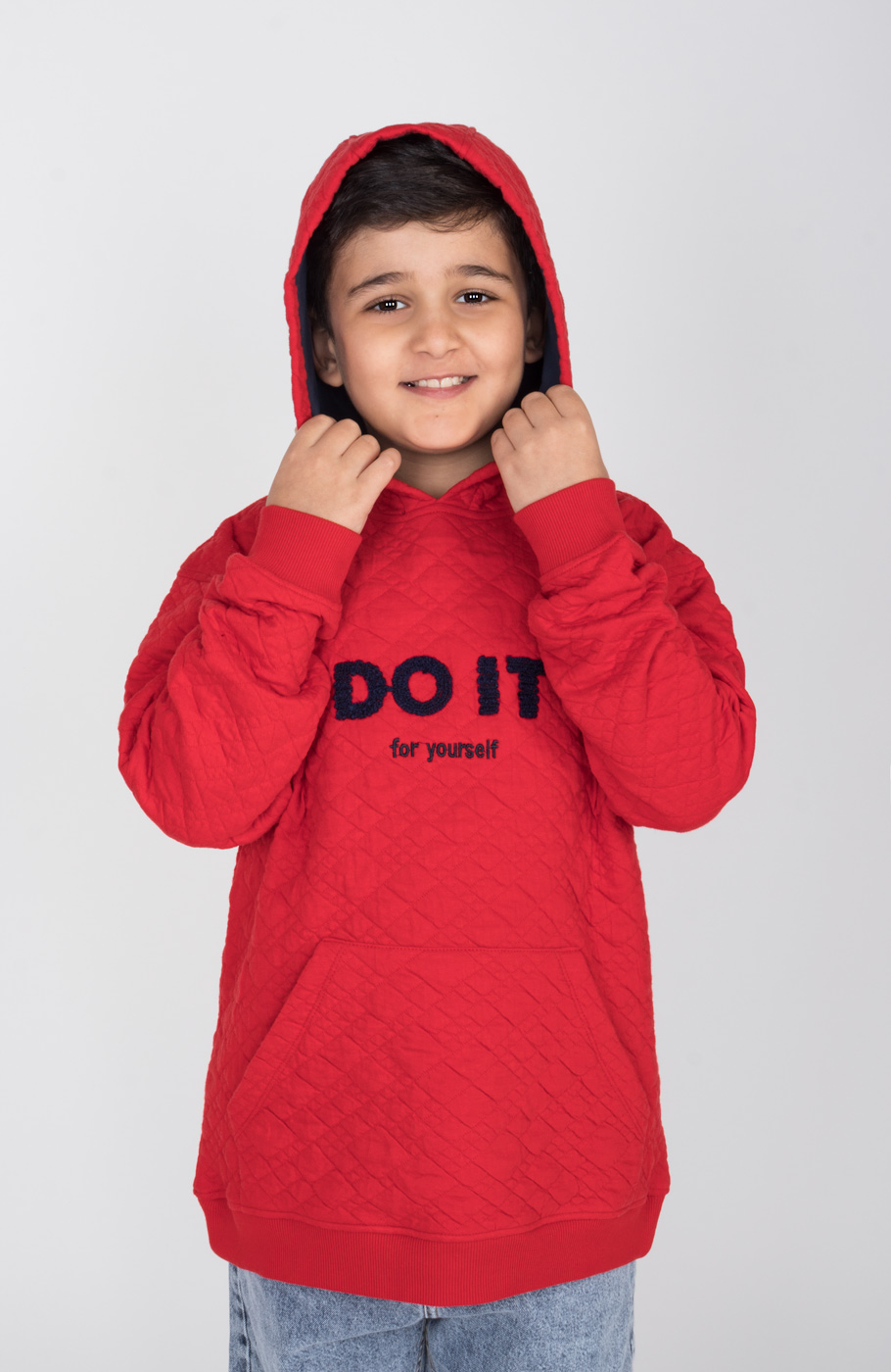 هودی ژاکارد فیتیله‌ای لوزی آستین افتاده