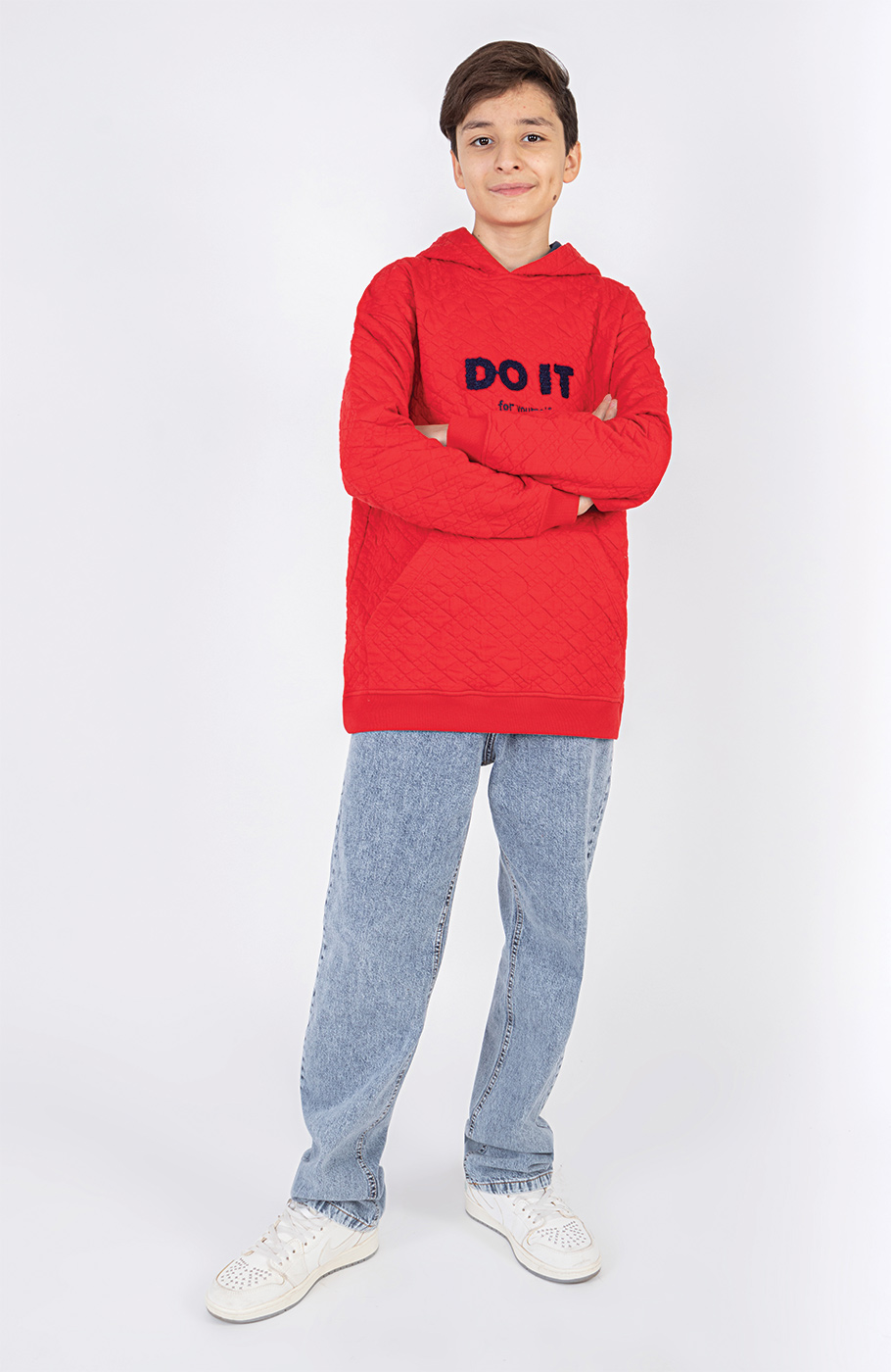 هودی ژاکارد فیتیله‌ای لوزی آستین افتاده