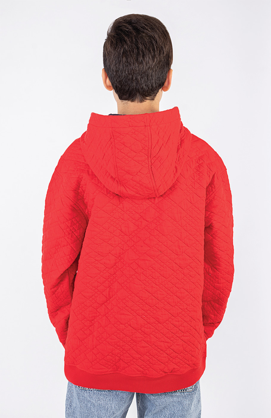 هودی ژاکارد فیتیله‌ای لوزی آستین افتاده