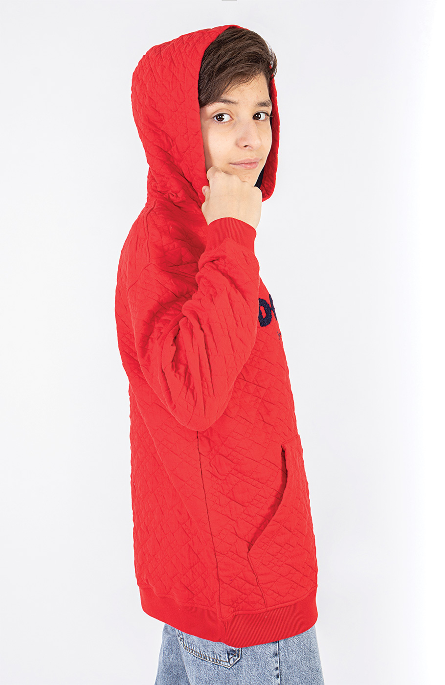 هودی ژاکارد فیتیله‌ای لوزی آستین افتاده