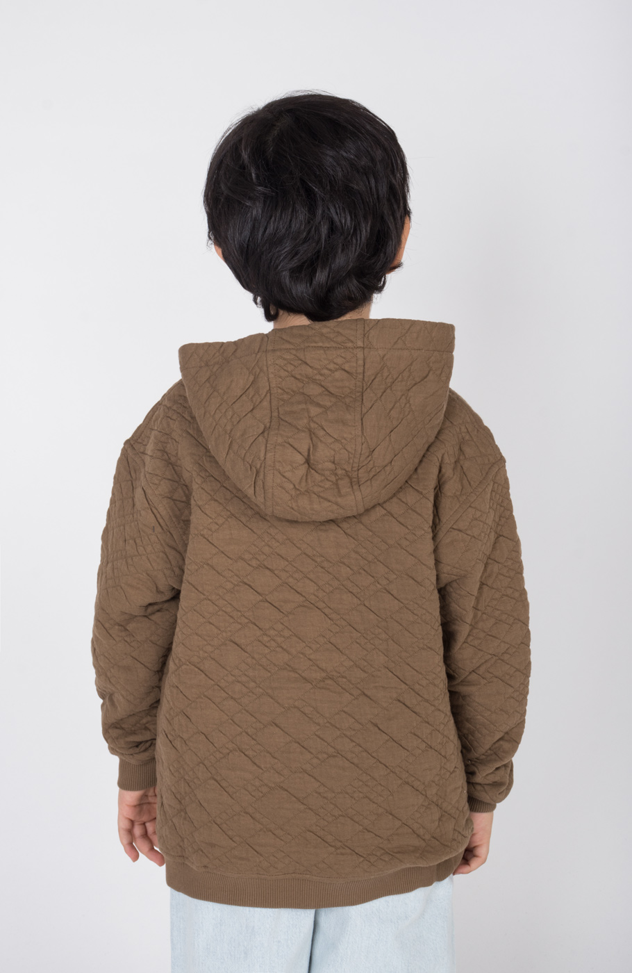 هودی ژاکارد فیتیله‌ای لوزی آستین افتاده