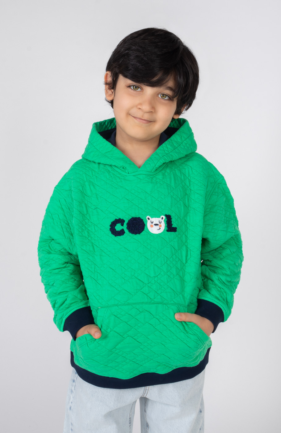 هودی ژاکارد فیتیله‌ای لوزی آستین افتاده