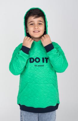 هودی ژاکارد فیتیله‌ای لوزی آستین افتاده