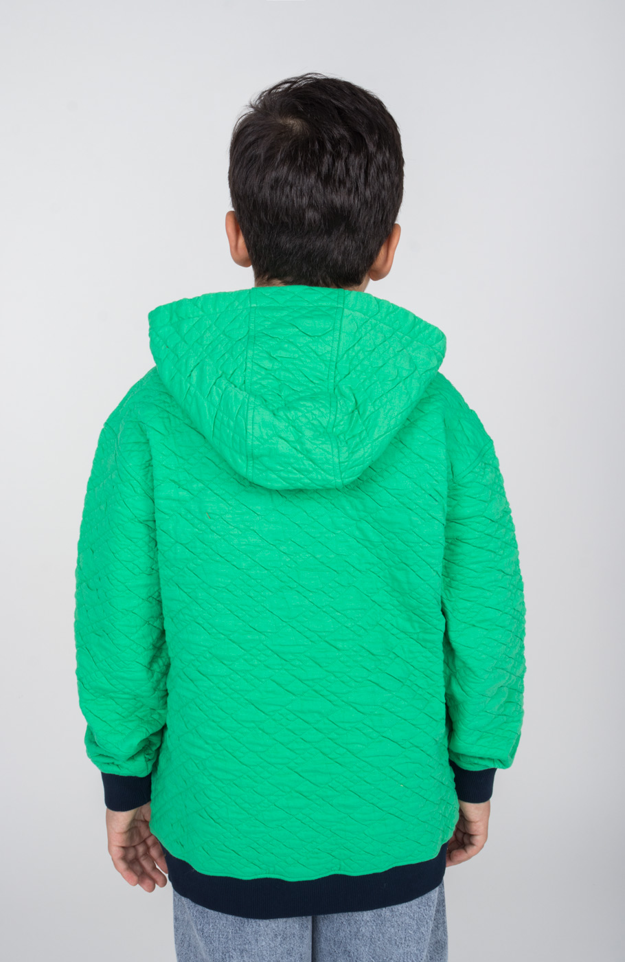 هودی ژاکارد فیتیله‌ای لوزی آستین افتاده