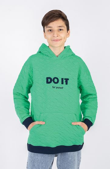 هودی ژاکارد فیتیله‌ای لوزی آستین افتاده