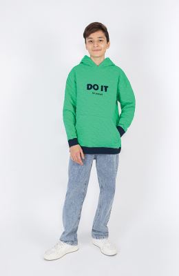 هودی ژاکارد فیتیله‌ای لوزی آستین افتاده