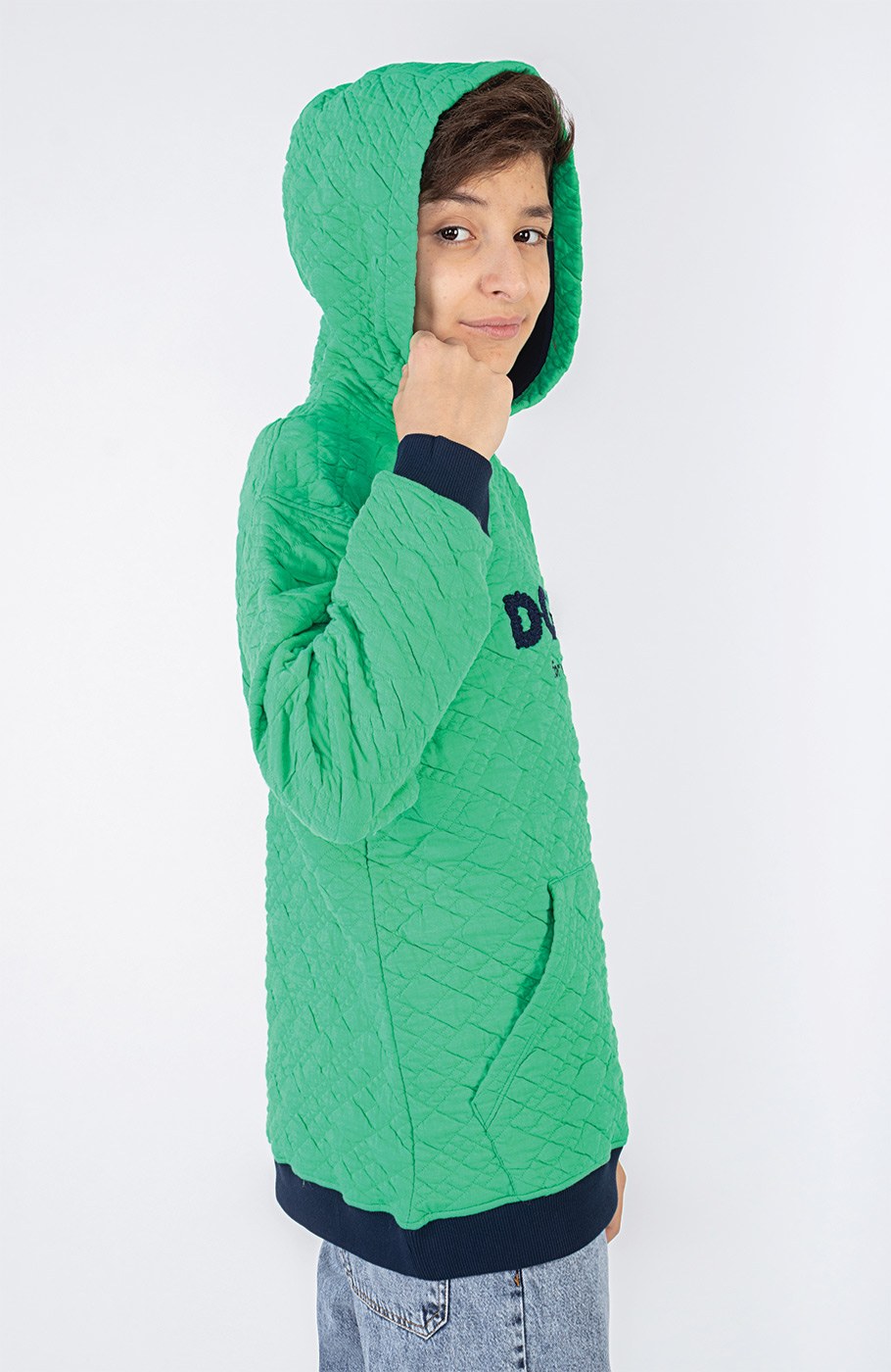 هودی ژاکارد فیتیله‌ای لوزی آستین افتاده