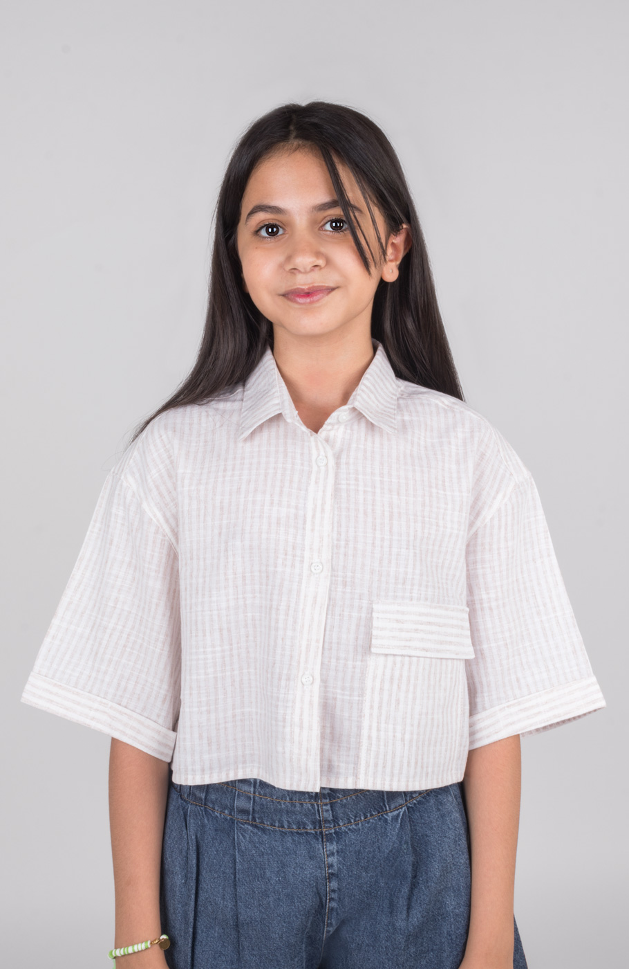 شومیز ساده بافت راه راه آستین افتاده