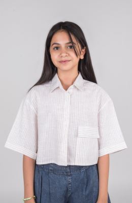 شومیز ساده بافت راه راه آستین افتاده