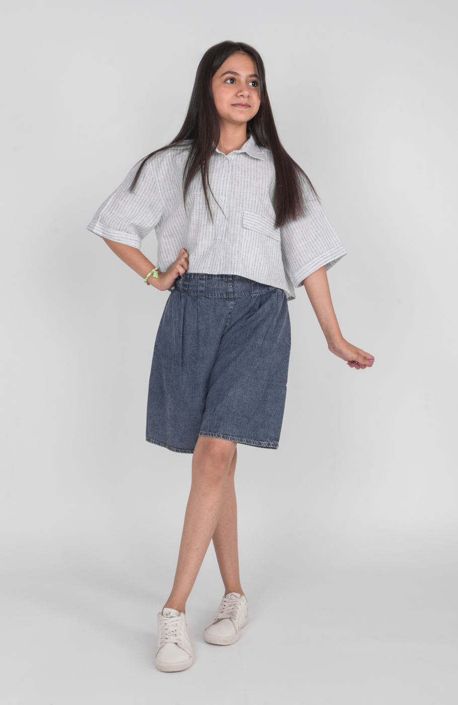 شومیز ساده بافت راه راه آستین افتاده