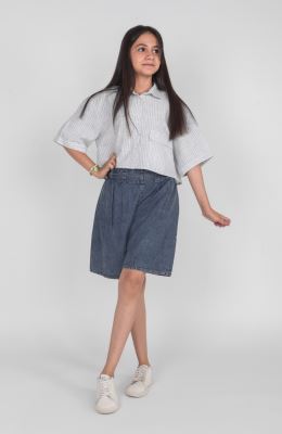 شومیز ساده بافت راه راه آستین افتاده