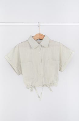 شومیز لینن اسلپ آستین کوتاه