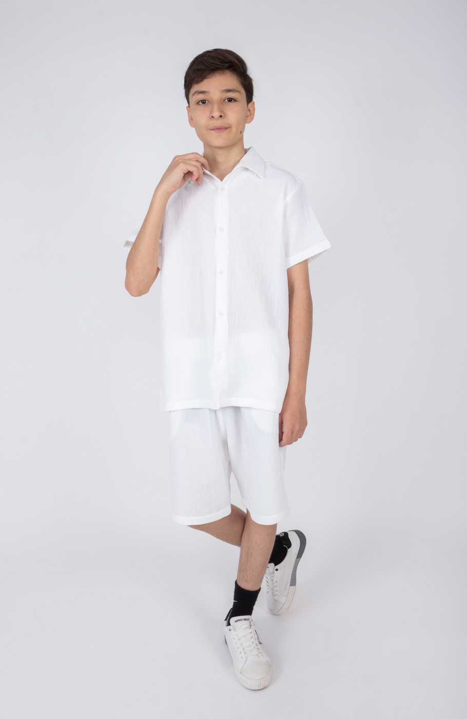 شومیز وال دو لایه آستین کوتاه (ست با کد 11385)