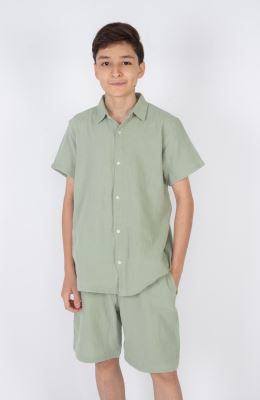 شومیز وال دو لایه آستین کوتاه (ست با کد 11385)