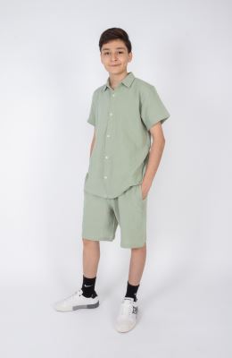 شومیز وال دو لایه آستین کوتاه (ست با کد 11385)