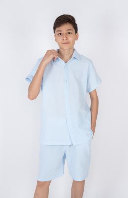 شومیز وال دو لایه آستین کوتاه (ست با کد 11383)