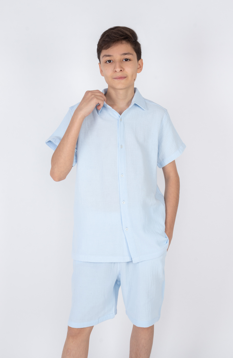 شومیز وال دو لایه آستین کوتاه (ست با کد 11385)