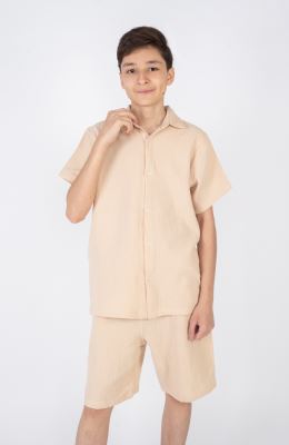 شومیز وال دو لایه آستین کوتاه (ست با کد 11383)
