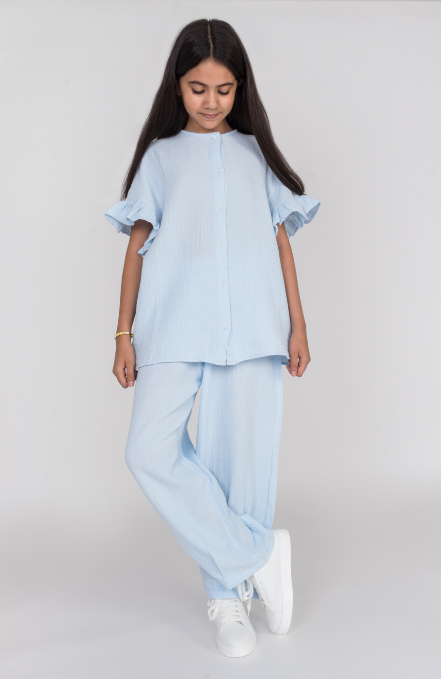 شلوار وال دولایه دمپا پیلی دار (ست با کد 10673)