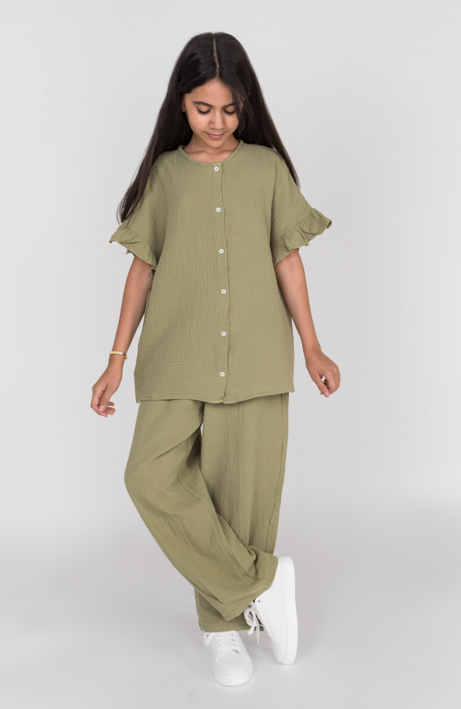 شلوار وال دولایه دمپا پیلی دار (ست با کد 10673)