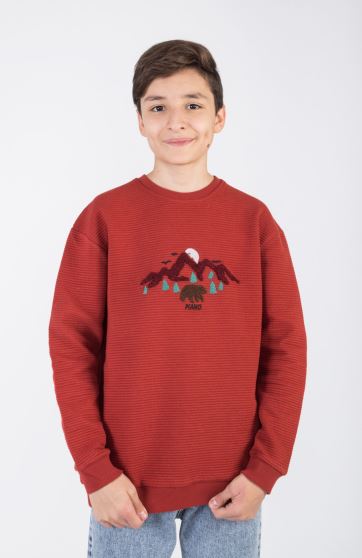 بلوز ژاکارد فیتیله‌ای  راه راه آستین افتاده