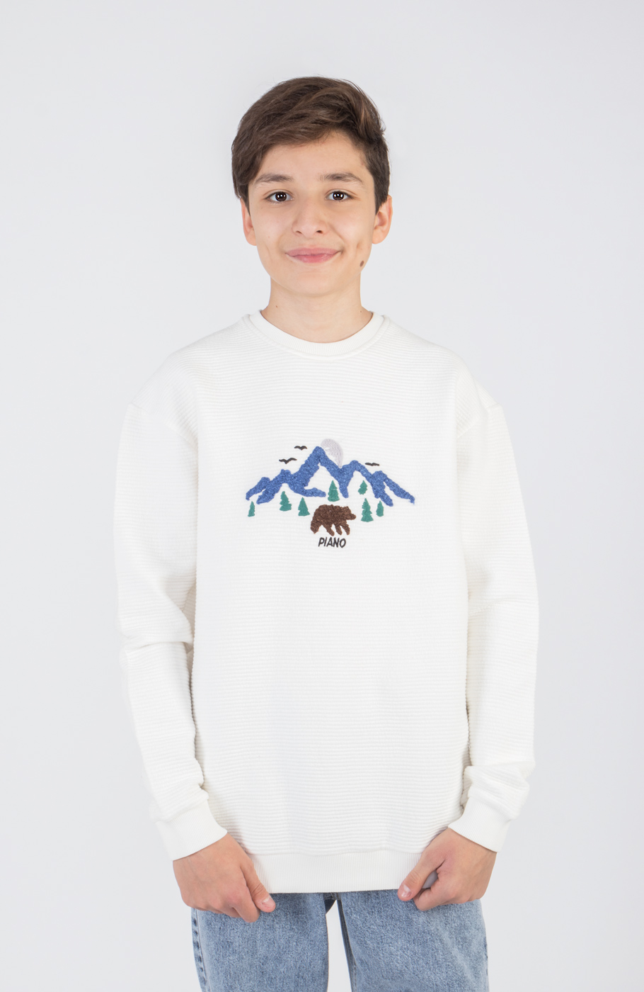 بلوز ژاکارد فیتیله‌ای  راه راه آستین افتاده