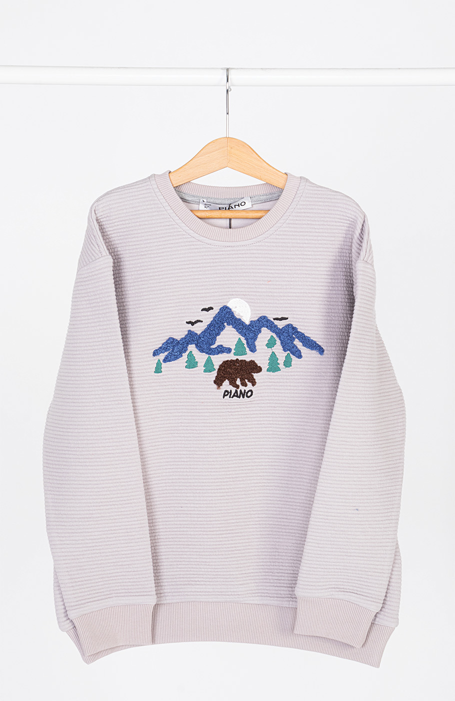 بلوز ژاکارد فیتیله‌ای  راه راه آستین افتاده