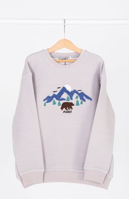 بلوز ژاکارد فیتیله‌ای  راه راه آستین افتاده