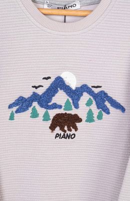 بلوز ژاکارد فیتیله‌ای  راه راه آستین افتاده