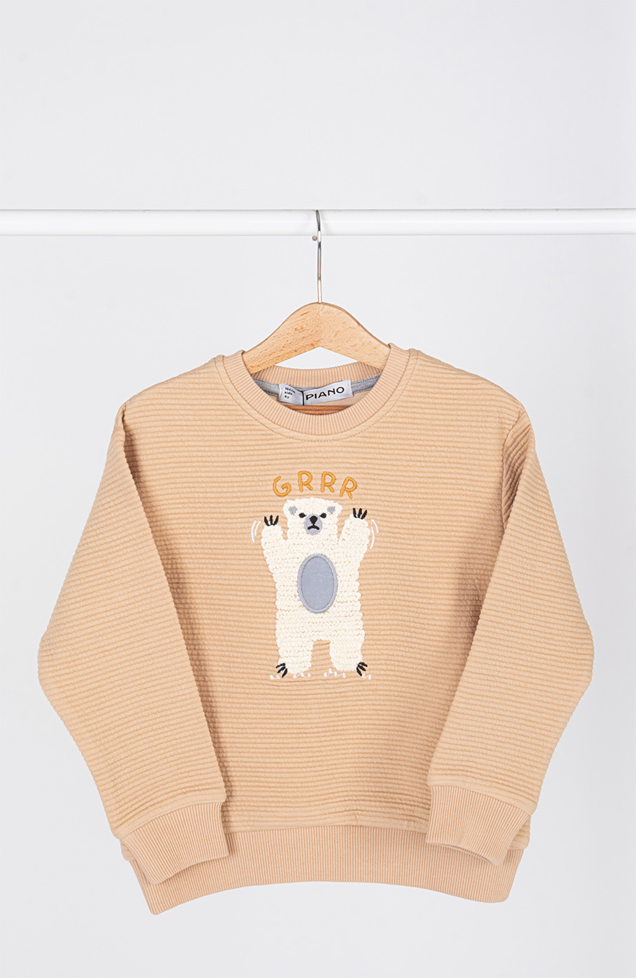 بلوز ژاکارد فیتیله‌ای راه راه آستین افتاده