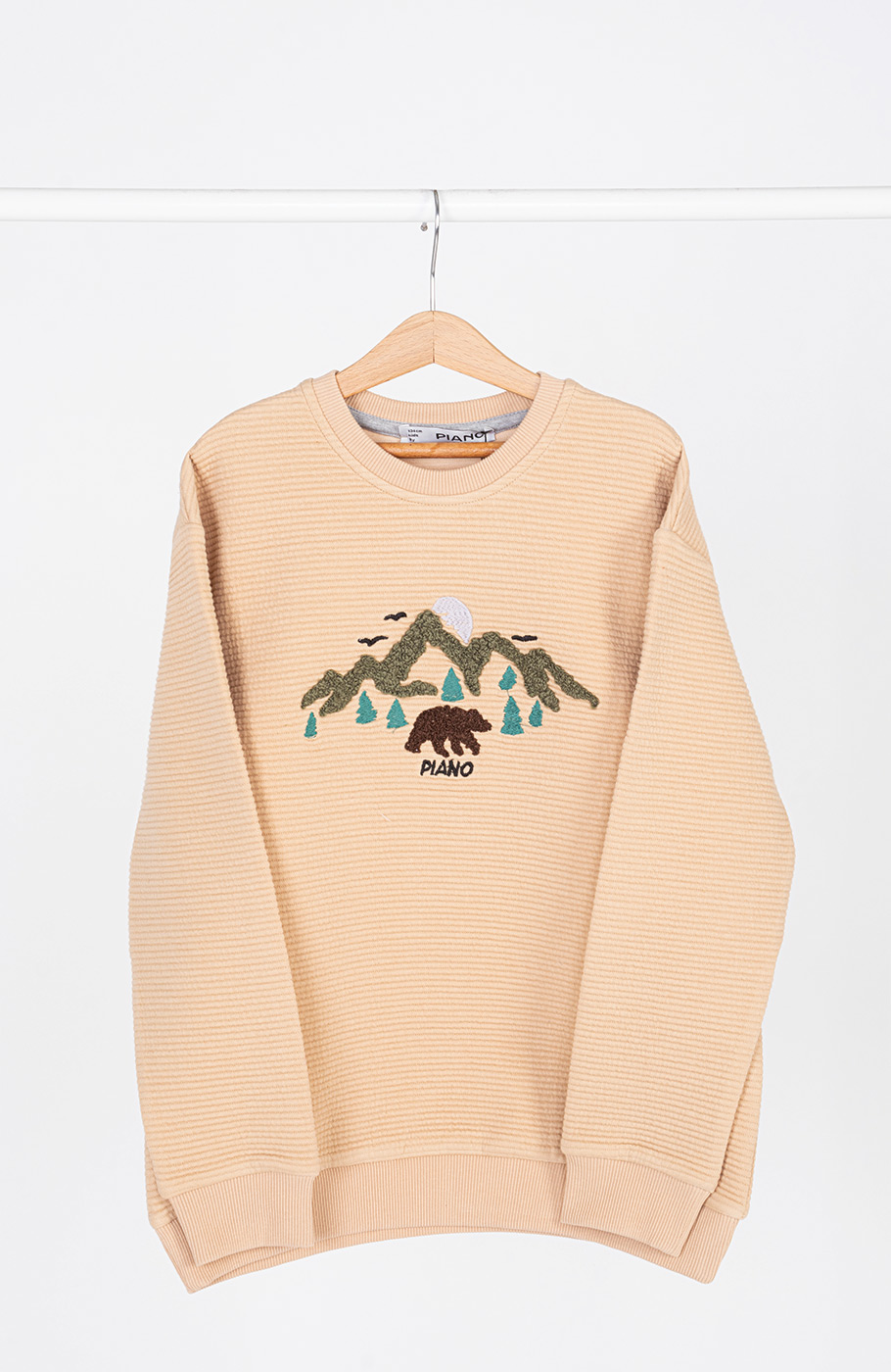 بلوز ژاکارد فیتیله‌ای  راه راه آستین افتاده