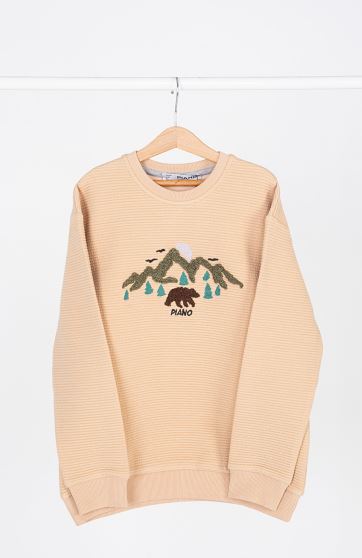 بلوز ژاکارد فیتیله‌ای  راه راه آستین افتاده