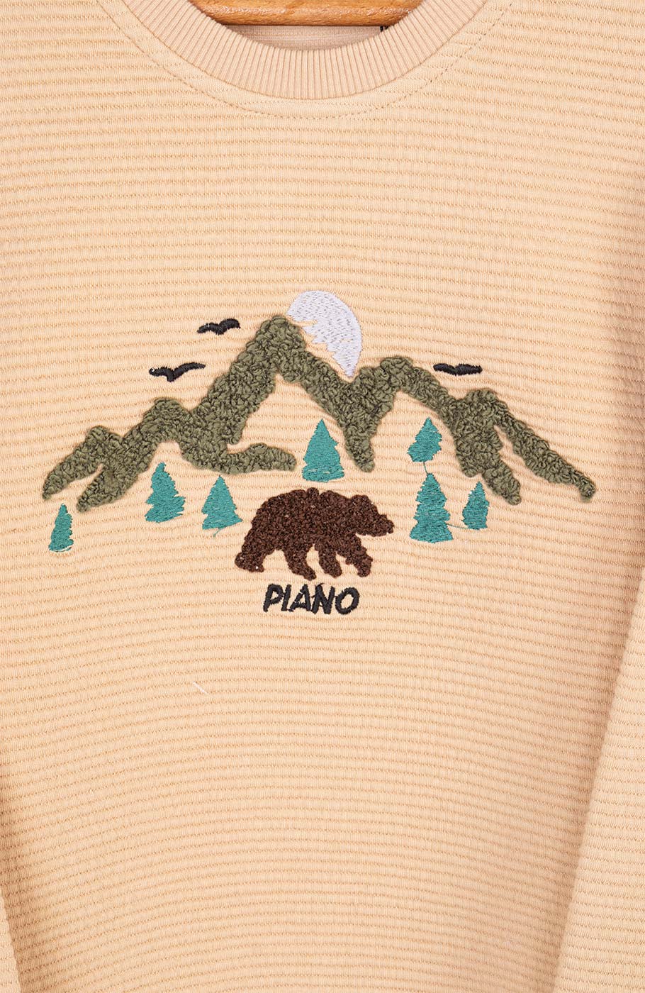 بلوز ژاکارد فیتیله‌ای  راه راه آستین افتاده