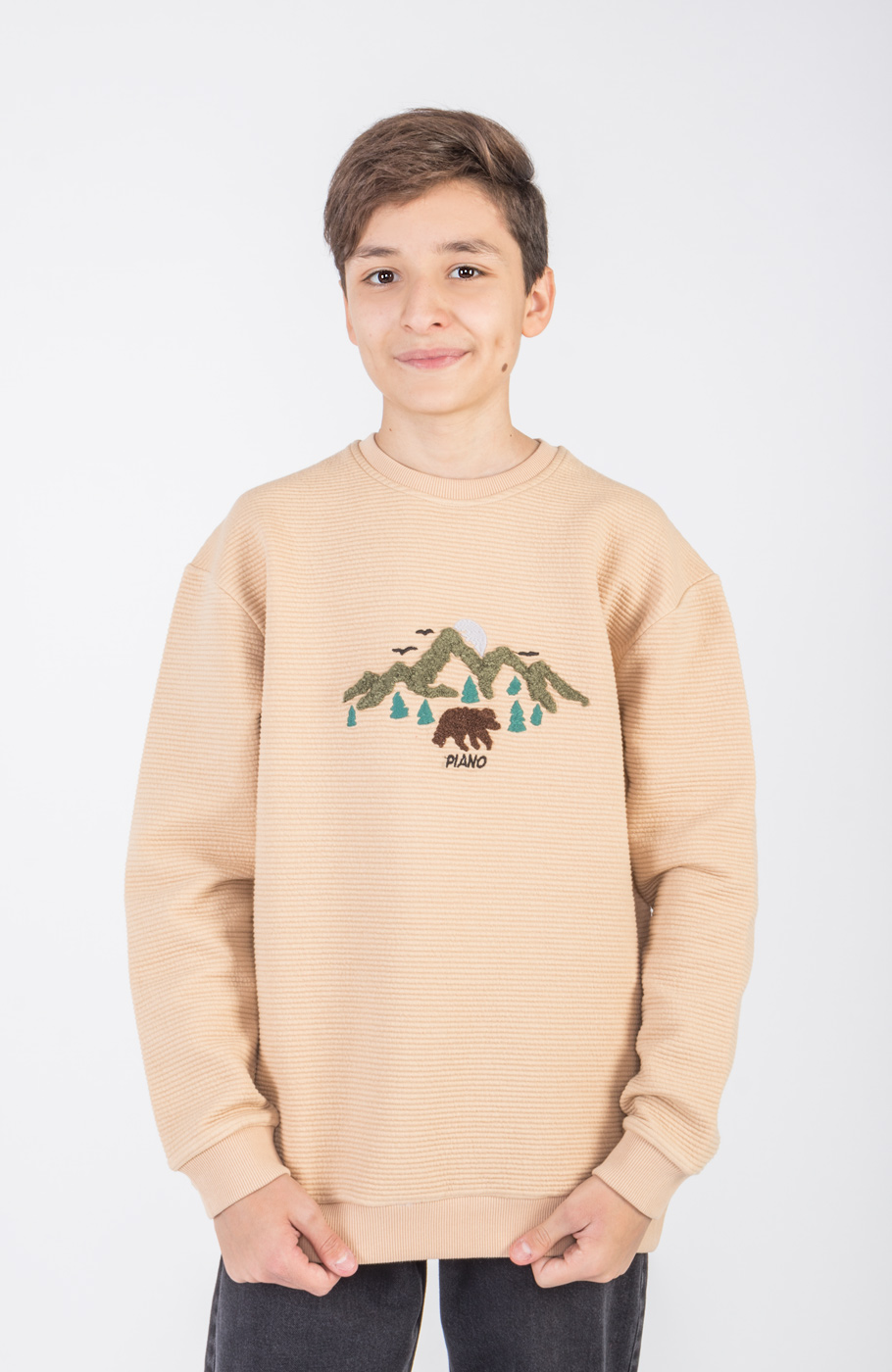 بلوز ژاکارد فیتیله‌ای  راه راه آستین افتاده