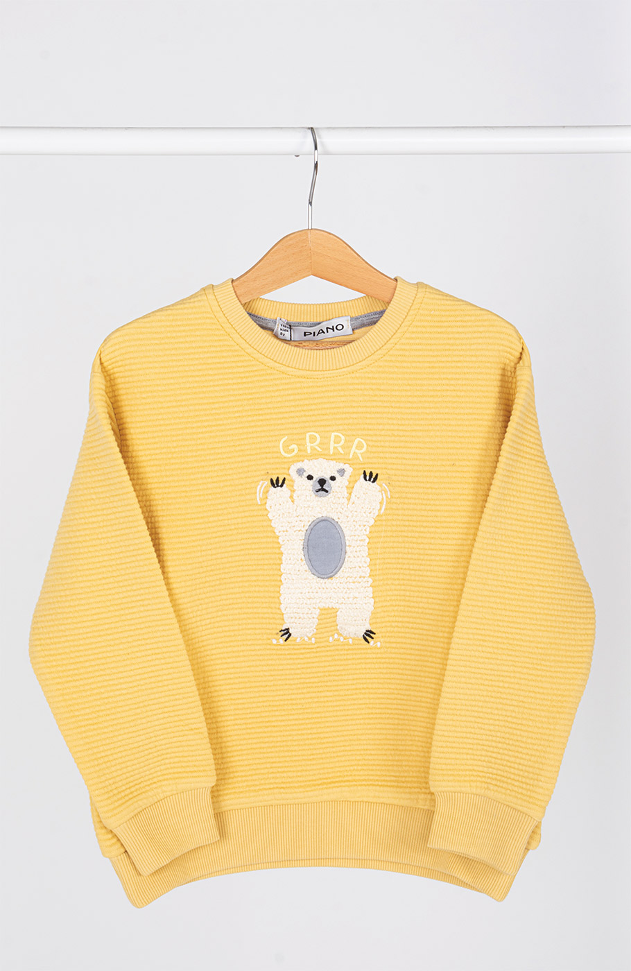 بلوز ژاکارد فیتیله‌ای راه راه آستین افتاده