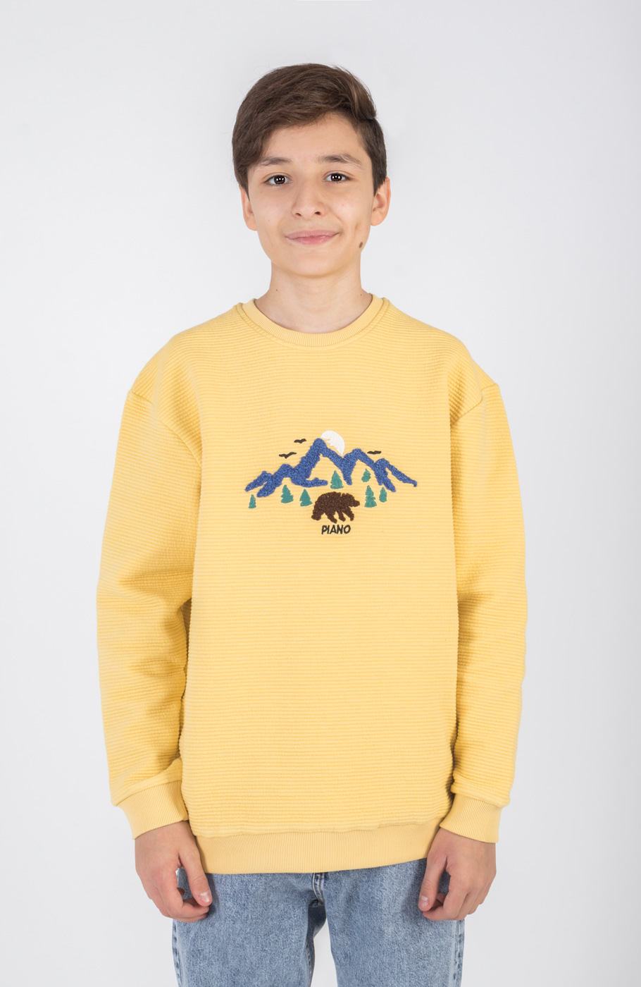 بلوز ژاکارد فیتیله‌ای  راه راه آستین افتاده