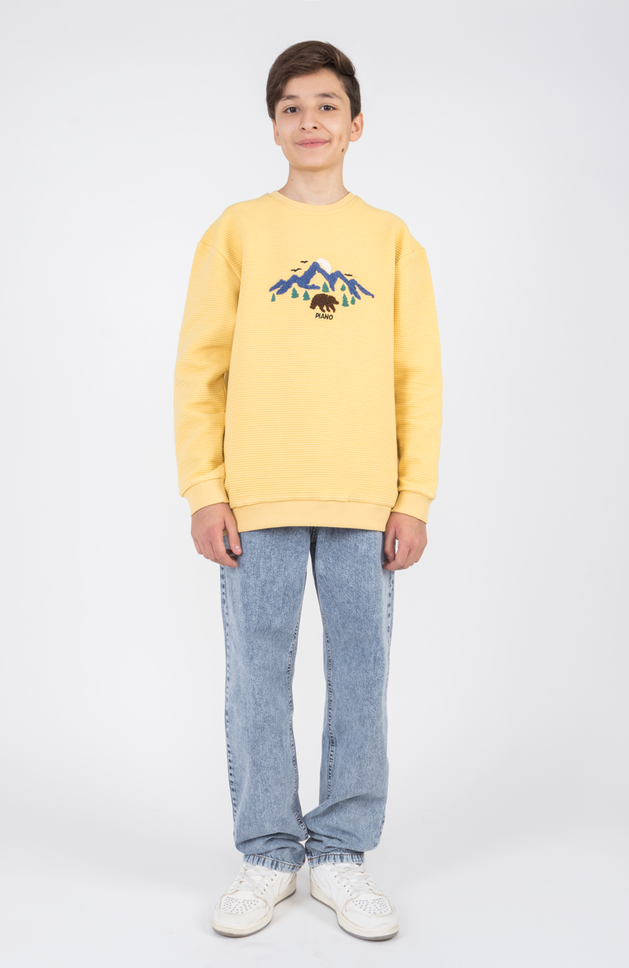 بلوز ژاکارد فیتیله‌ای  راه راه آستین افتاده