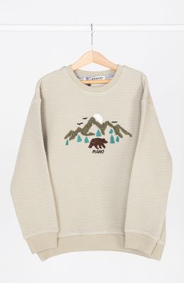 بلوز ژاکارد فیتیله‌ای  راه راه آستین افتاده