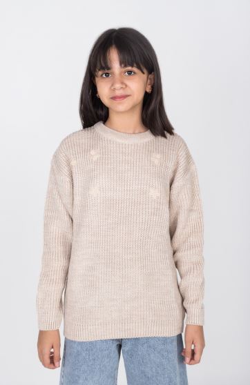 پلیور آستین افتاده با گلدوزی